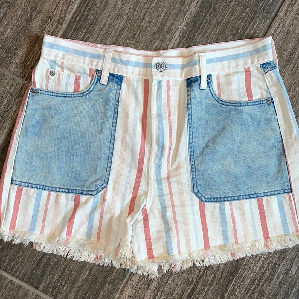 NWT American Eagle patch pocket striped mom shorts SZ 10